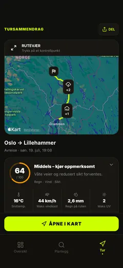 Ruteværkart og turoversikt