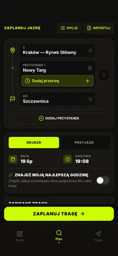 Zaplanuj trasę i godzinę wyjazdu