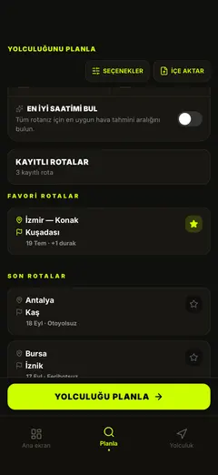 Kayıtlı rotalar: tek dokunuşla yeniden planlayın