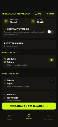 Rute tersimpan — rencanakan ulang sekali ketuk