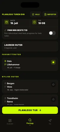Lagrede ruter – planlegg på nytt med ett trykk
