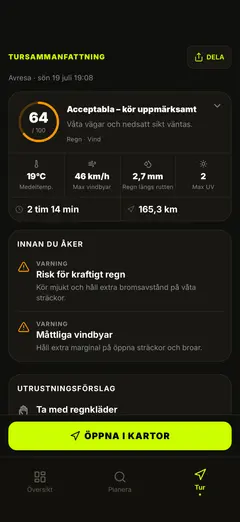 Förarvarningar – vind, bländning, is