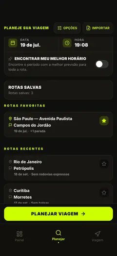 Rotas salvas: planeje de novo com um toque