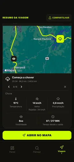 Detalhes do clima nos pontos da rota