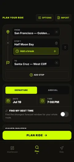 Plan your route and departure time
