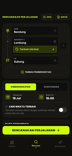Rencanakan rute dan waktu keberangkatan