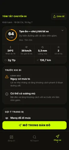 Cảnh báo nguy cơ — gió, chói nắng, băng