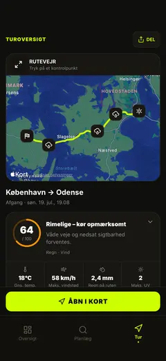 Rutevejrkort og turoversigt