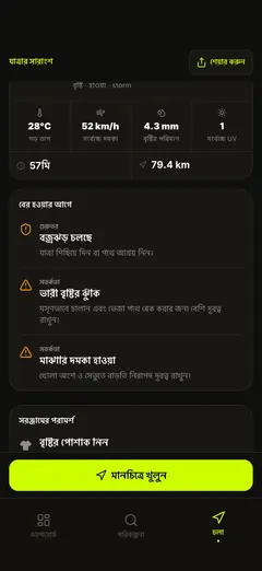 ঝুঁকির সতর্কতা — বাতাস, ঝলক, বরফ