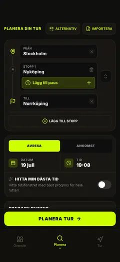 Planera rutt och avresetid