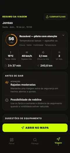 Alertas para pilotar: vento, ofuscamento e gelo